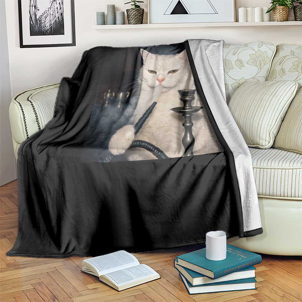 Funny Stoner Cat Throw Blanket 420 Stoner Smoking Cat Cannabis Lover Meme TS14 Print Your Wear