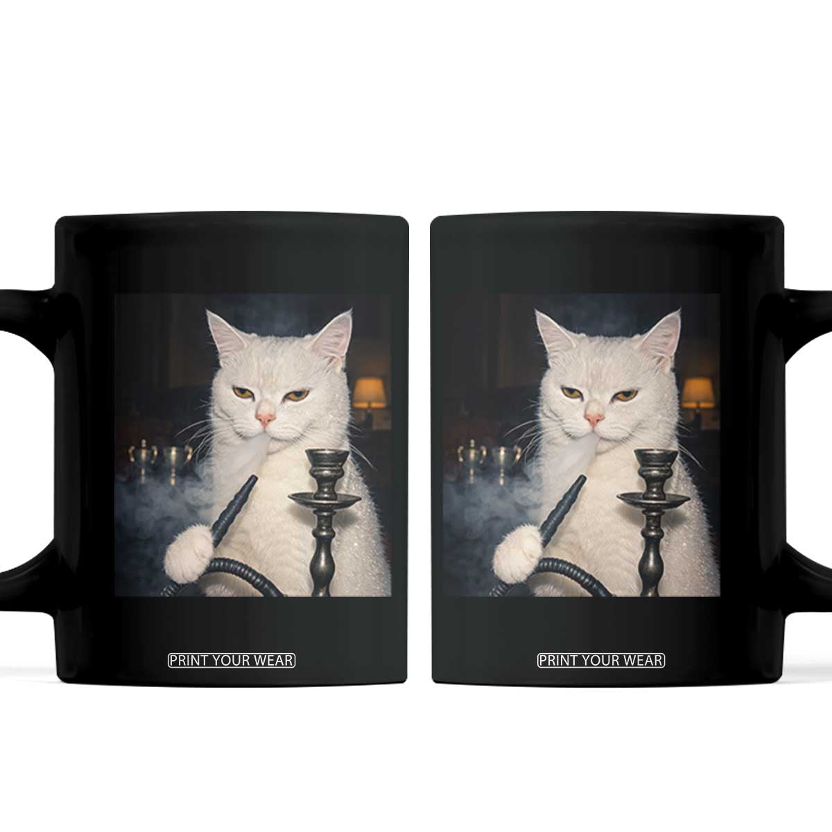 Funny Stoner Cat Coffee Mug 420 Stoner Smoking Cat Cannabis Lover Meme TS14 Black Print Your Wear
