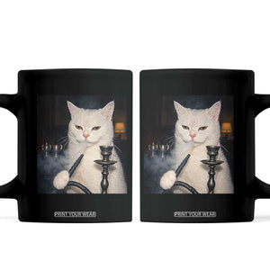 Funny Stoner Cat Coffee Mug 420 Stoner Smoking Cat Cannabis Lover Meme TS14 Black Print Your Wear