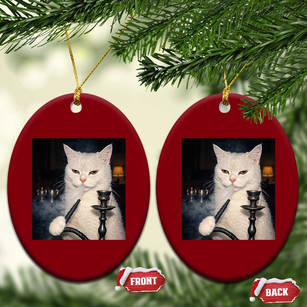 Funny Stoner Cat Ceramic Ornament 420 Stoner Smoking Cat Cannabis Lover Meme TS14 Print Your Wear