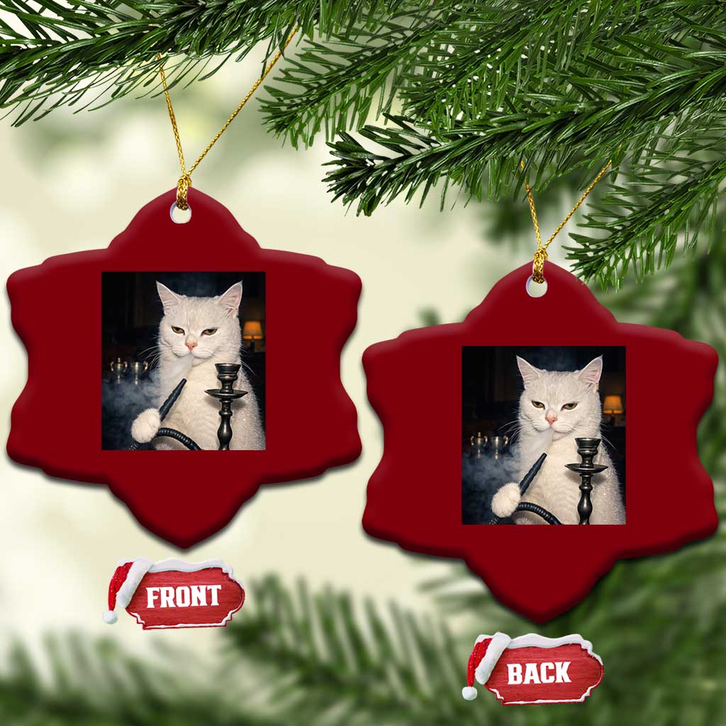 Funny Stoner Cat Ceramic Ornament 420 Stoner Smoking Cat Cannabis Lover Meme TS14 Print Your Wear