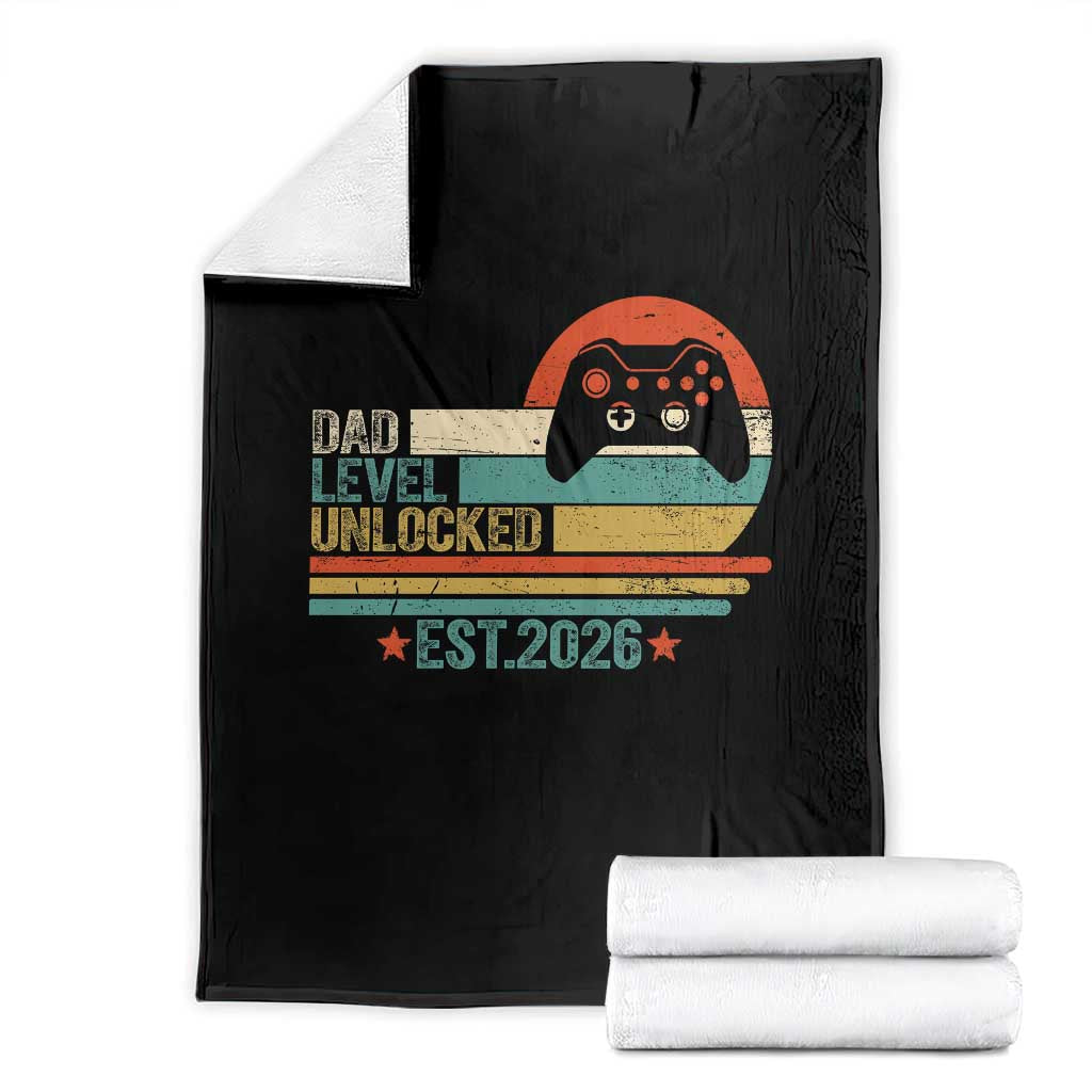 Dad Level Unlocked Throw Blanket Funny New Dad Gaming Gamer 2026 TS14 Black Print Your Wear