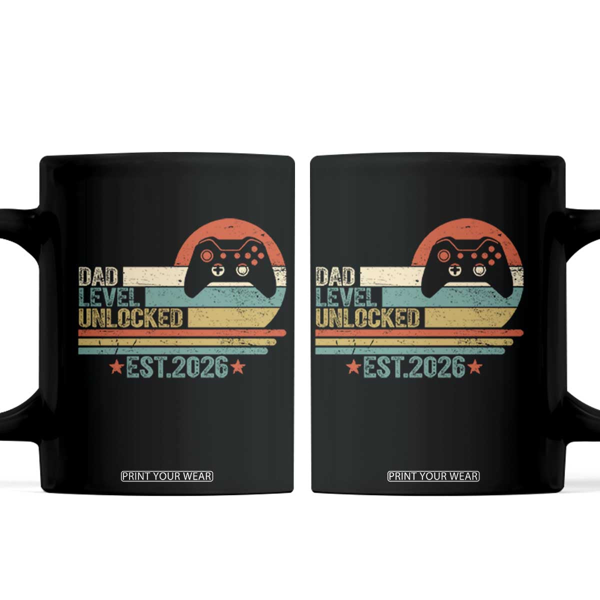 Dad Level Unlocked Coffee Mug Funny New Dad Gaming Gamer 2026 TS14 Black Print Your Wear