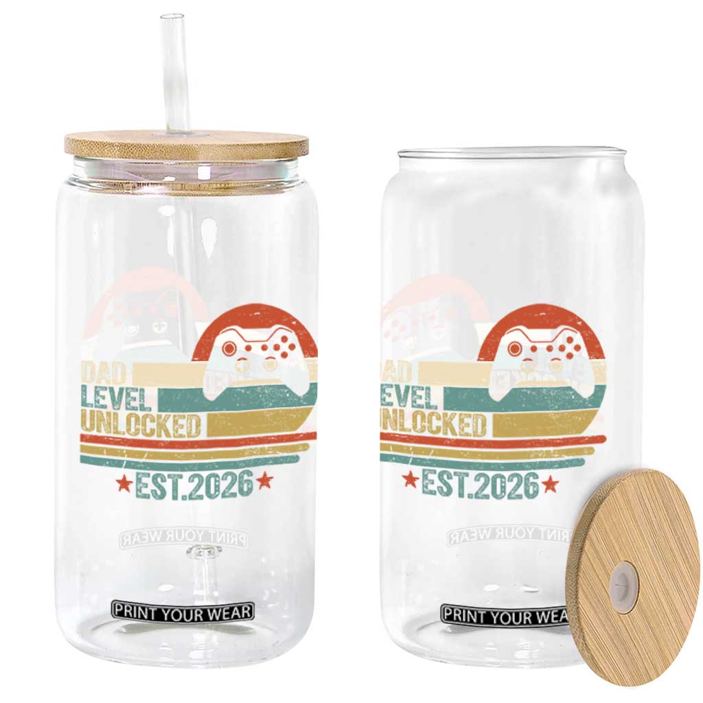 Dad Level Unlocked Glass Can Funny New Dad Gaming Gamer 2026 TS14 Print Your Wear