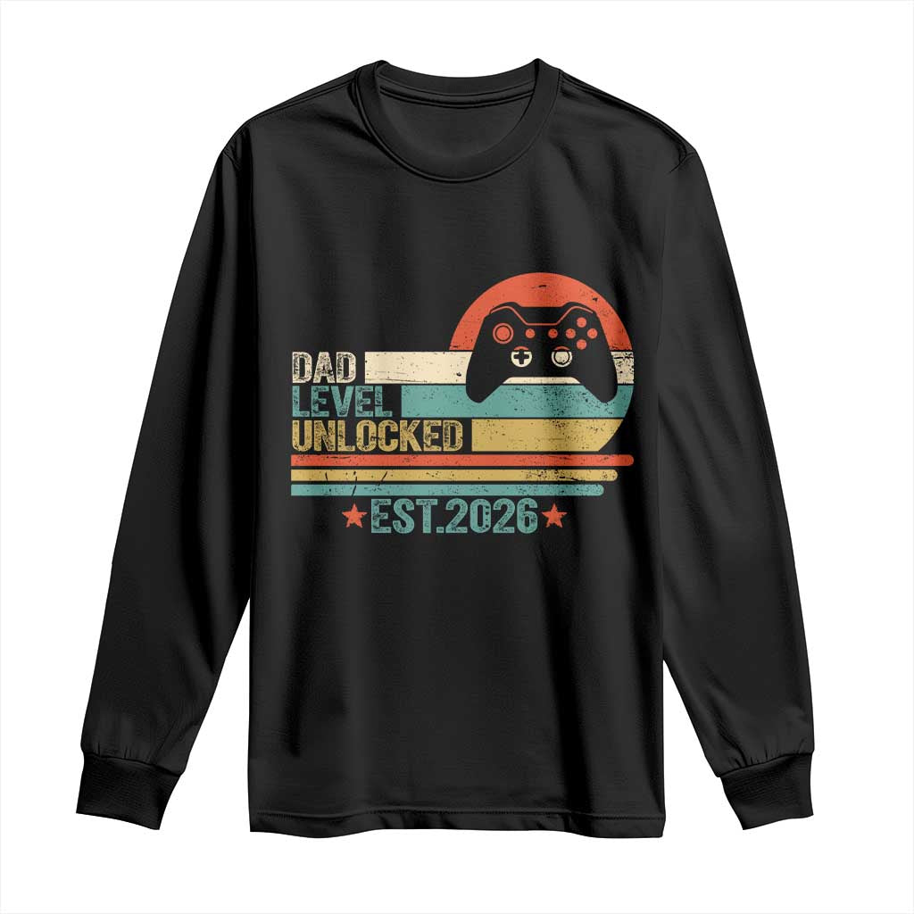 Dad Level Unlocked Long Sleeve Shirt Funny New Dad Gaming Gamer 2026 TS14 Black Print Your Wear