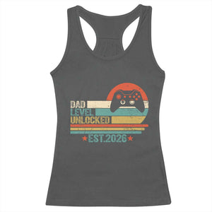 Dad Level Unlocked Racerback Tank Top Funny New Dad Gaming Gamer 2026 TS14 Dark Heather Print Your Wear