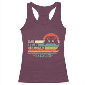 Dad Level Unlocked Racerback Tank Top Funny New Dad Gaming Gamer 2026 TS14 Maroon Print Your Wear