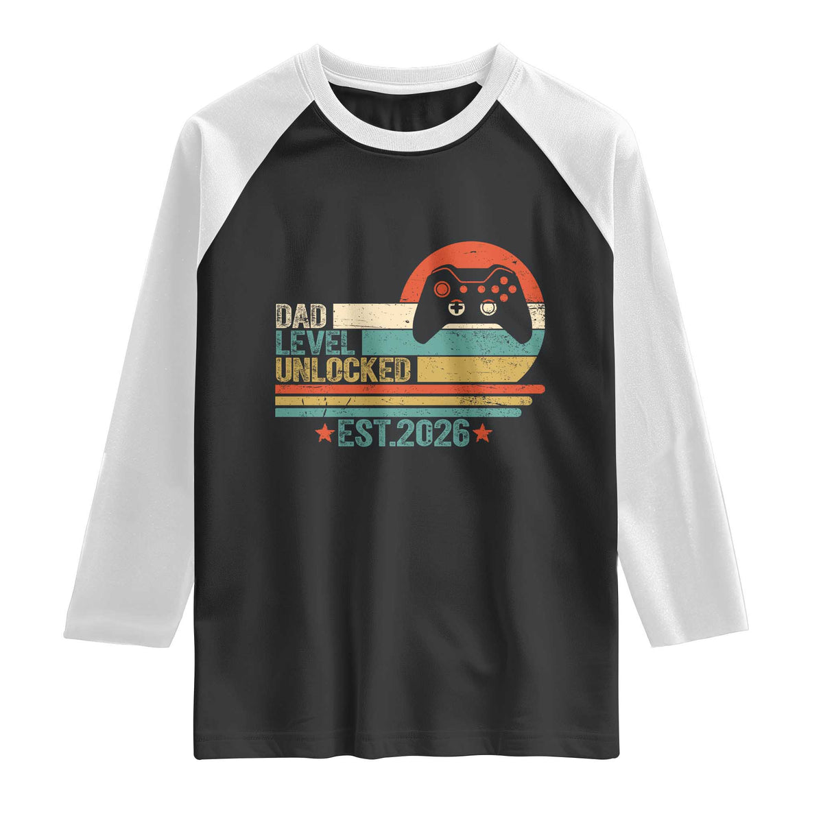 Dad Level Unlocked Raglan Shirt Funny New Dad Gaming Gamer 2026 TS14 Black White Print Your Wear