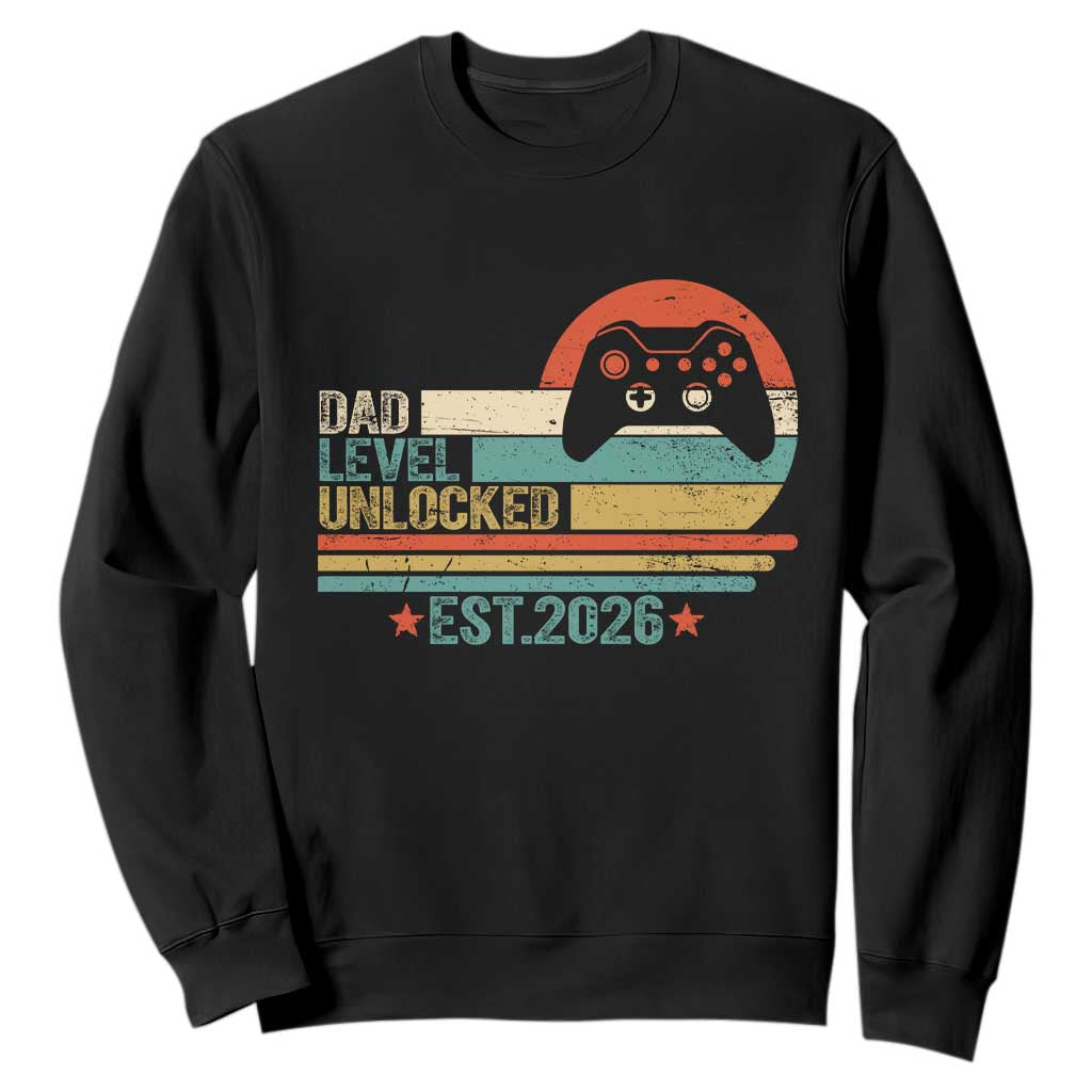 Dad Level Unlocked Sweatshirt Funny New Dad Gaming Gamer 2026 TS14 Black Print Your Wear