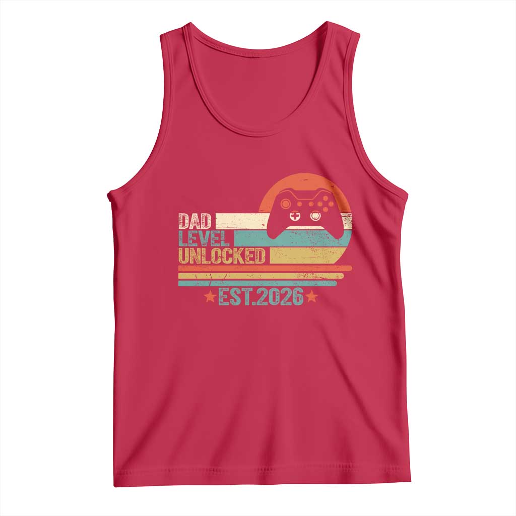 Dad Level Unlocked Tank Top Funny New Dad Gaming Gamer 2026 TS14 Red Print Your Wear