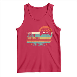Dad Level Unlocked Tank Top Funny New Dad Gaming Gamer 2026 TS14 Red Print Your Wear