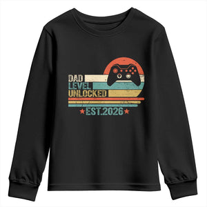 Dad Level Unlocked Youth Sweatshirt Funny New Dad Gaming Gamer 2026 TS14 Black Print Your Wear