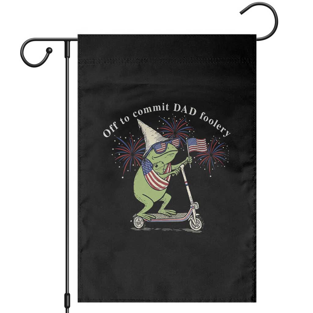 New Dad Frog 4th of July Garden Flag Off to Commit Dad Foolery TS14 Black Print Your Wear