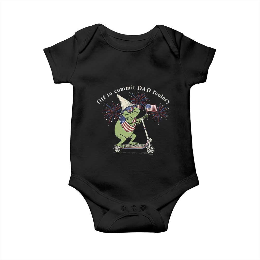 New Dad Frog 4th of July Baby Onesie Off to Commit Dad Foolery TS14 Black Print Your Wear