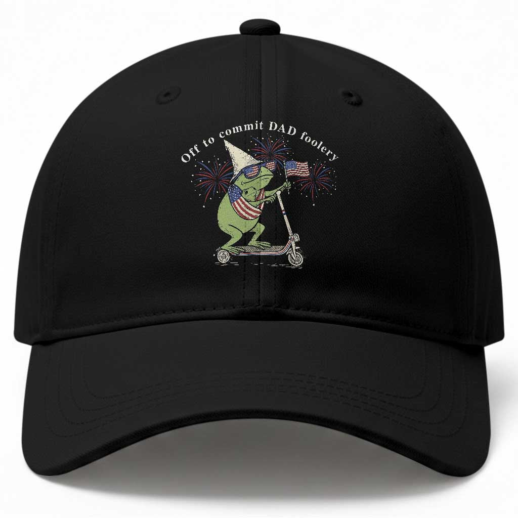 New Dad Frog 4th of July Baseball Cap Off to Commit Dad Foolery TS14 Print Your Wear