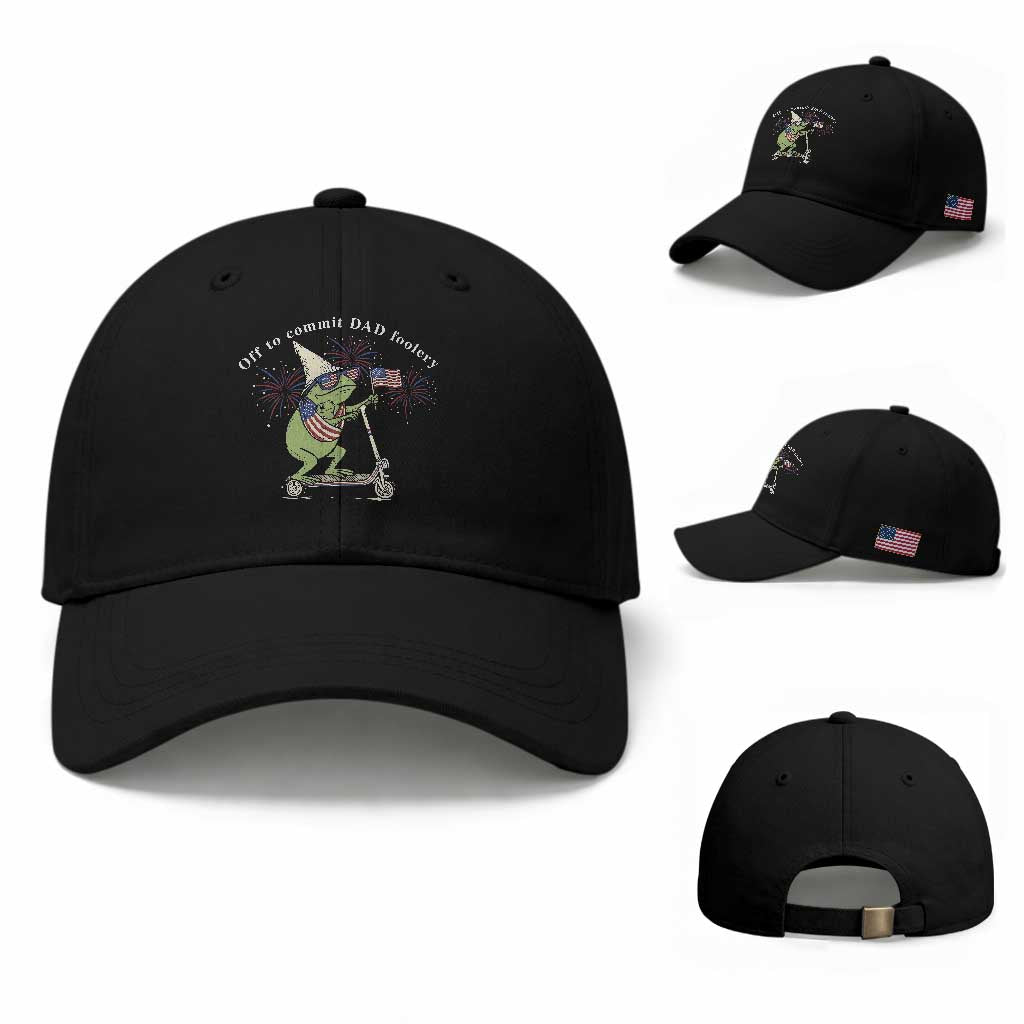 New Dad Frog 4th of July Baseball Cap Off to Commit Dad Foolery TS14 Baseball Cap Universal Fit Black Print Your Wear