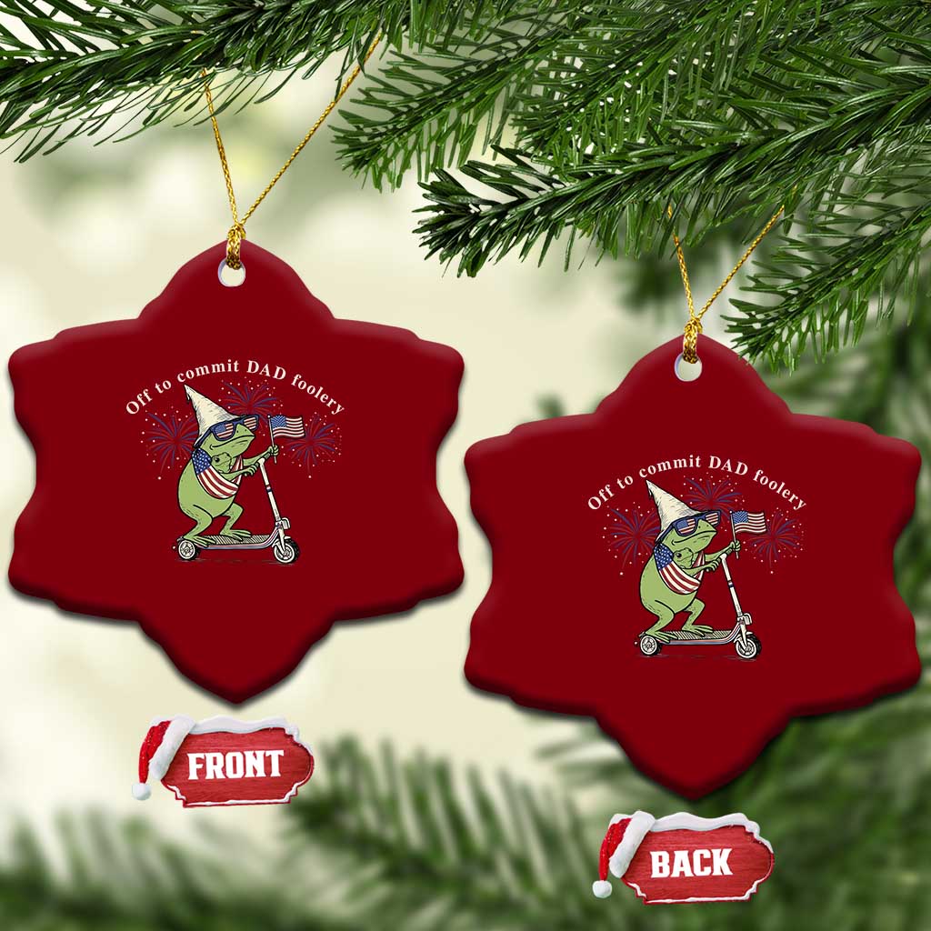 New Dad Frog 4th of July Ceramic Ornament Off to Commit Dad Foolery TS14 Print Your Wear