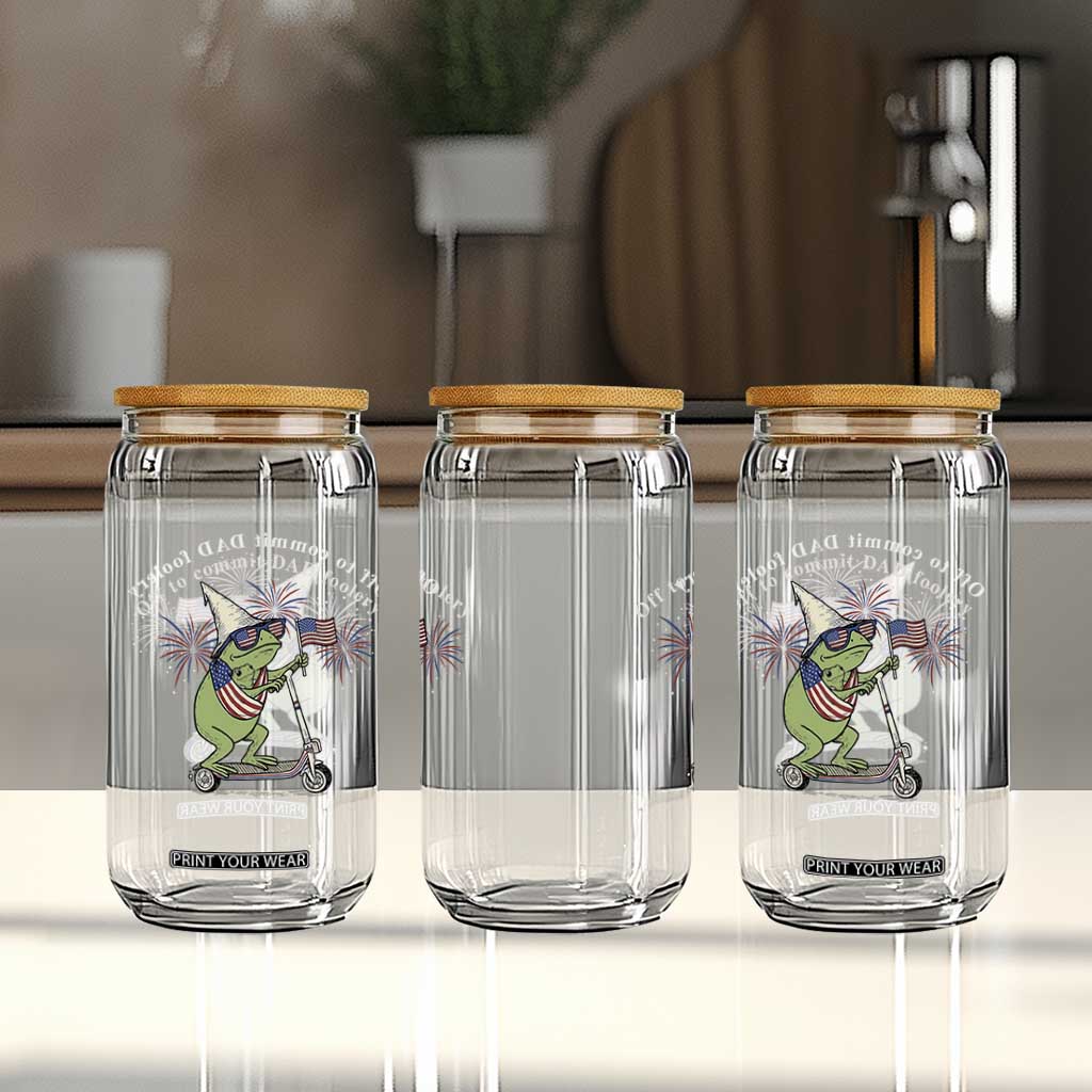 New Dad Frog 4th of July Glass Can Off to Commit Dad Foolery TS14 Print Your Wear