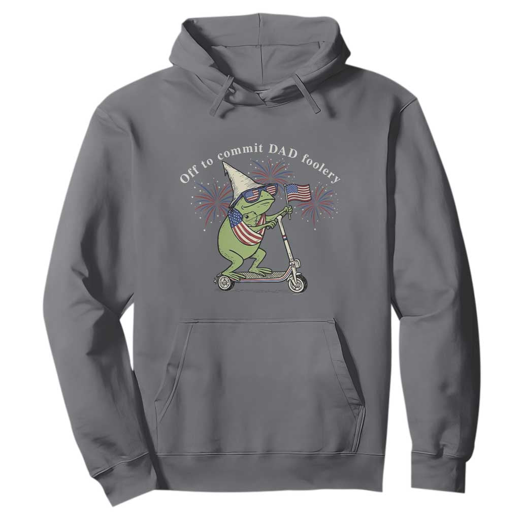 New Dad Frog 4th of July Hoodie Off to Commit Dad Foolery TS14 Charcoal Print Your Wear