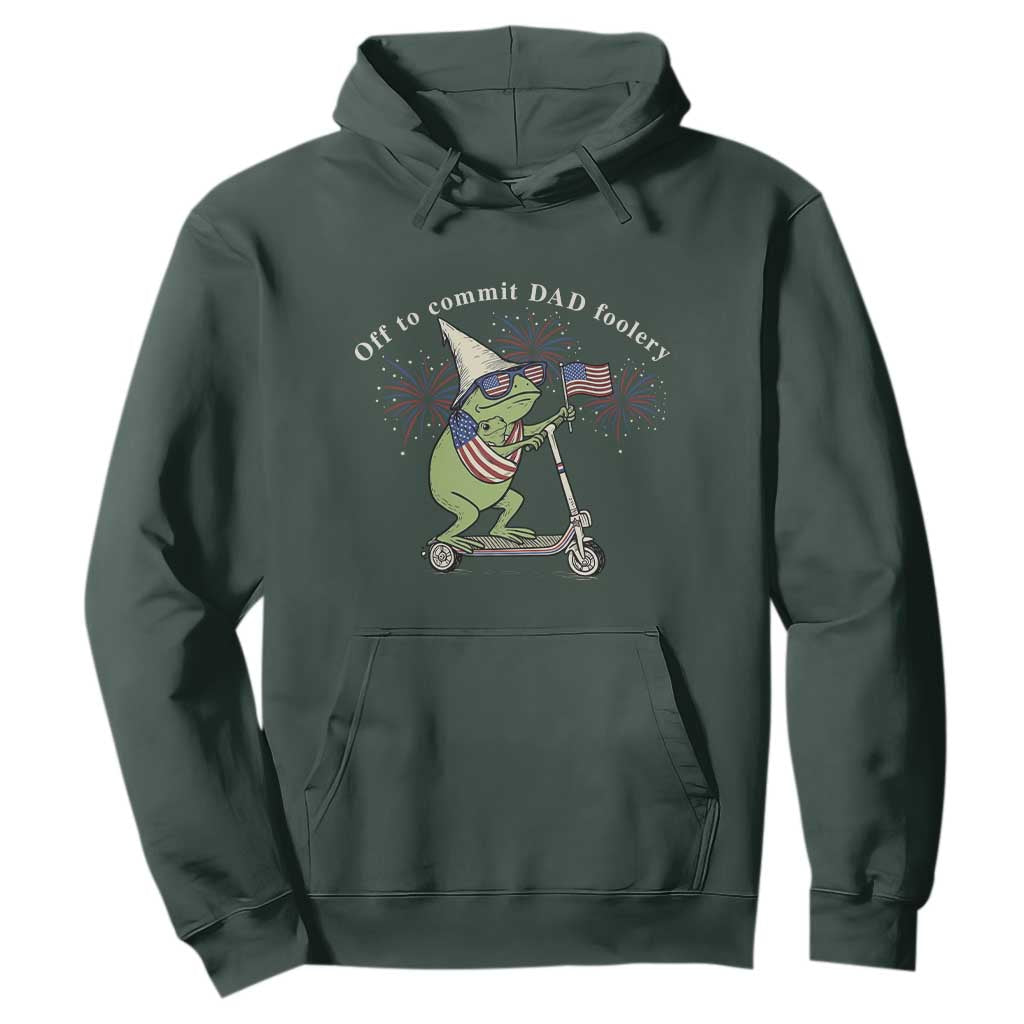 New Dad Frog 4th of July Hoodie Off to Commit Dad Foolery TS14 Dark Forest Green Print Your Wear