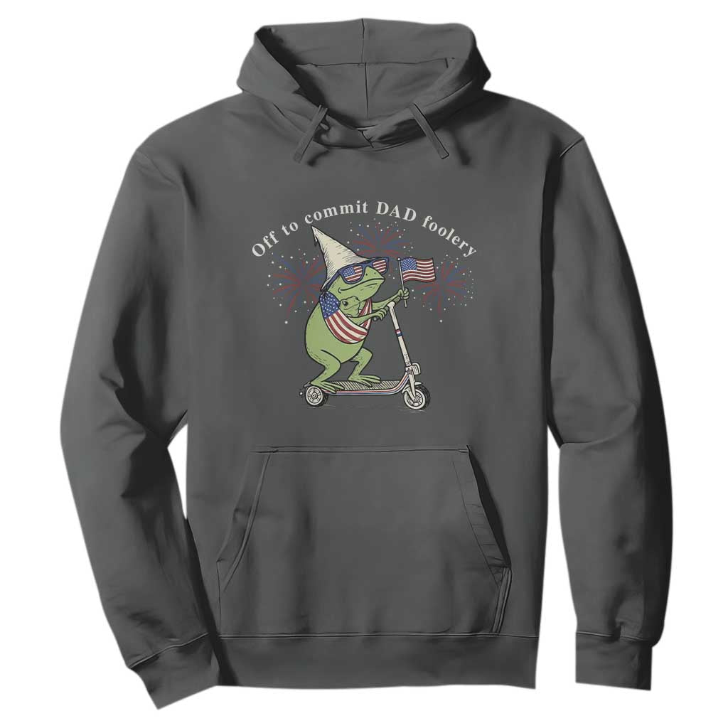 New Dad Frog 4th of July Hoodie Off to Commit Dad Foolery TS14 Dark Heather Print Your Wear