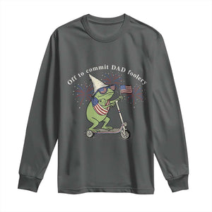 New Dad Frog 4th of July Long Sleeve Shirt Off to Commit Dad Foolery TS14 Dark Heather Print Your Wear