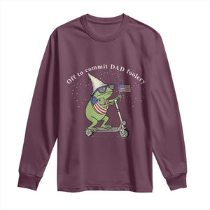 New Dad Frog 4th of July Long Sleeve Shirt Off to Commit Dad Foolery TS14 Maroon Print Your Wear