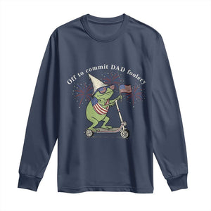 New Dad Frog 4th of July Long Sleeve Shirt Off to Commit Dad Foolery TS14 Navy Print Your Wear