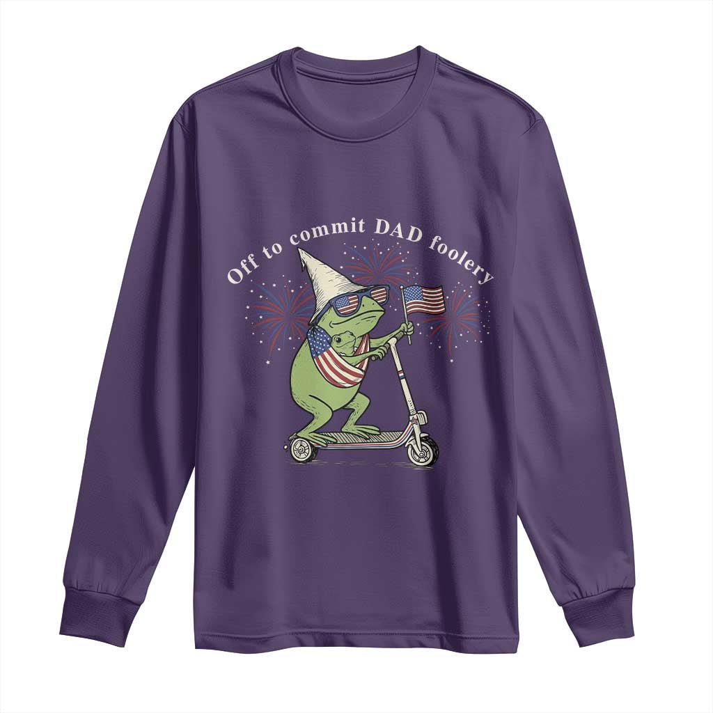 New Dad Frog 4th of July Long Sleeve Shirt Off to Commit Dad Foolery TS14 Purple Print Your Wear