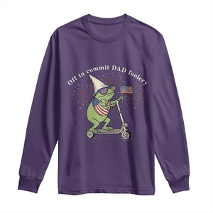 New Dad Frog 4th of July Long Sleeve Shirt Off to Commit Dad Foolery TS14 Purple Print Your Wear