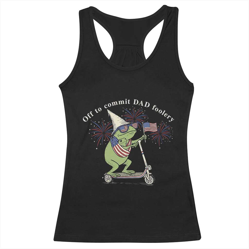 New Dad Frog 4th of July Racerback Tank Top Off to Commit Dad Foolery TS14 Black Print Your Wear