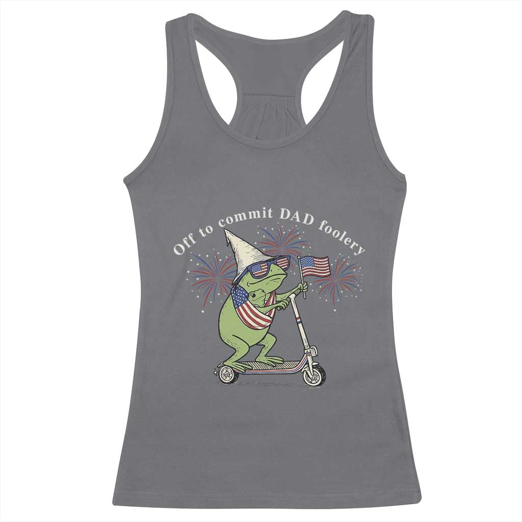 New Dad Frog 4th of July Racerback Tank Top Off to Commit Dad Foolery TS14 Charcoal Print Your Wear
