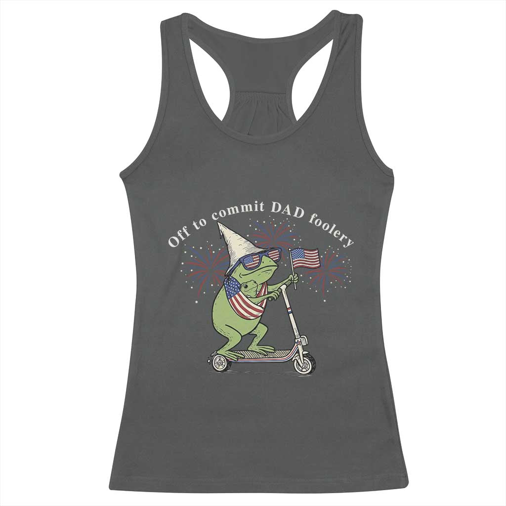 New Dad Frog 4th of July Racerback Tank Top Off to Commit Dad Foolery TS14 Dark Heather Print Your Wear