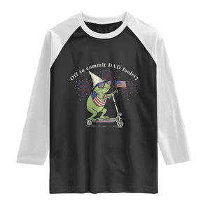 New Dad Frog 4th of July Raglan Shirt Off to Commit Dad Foolery TS14 Black White Print Your Wear