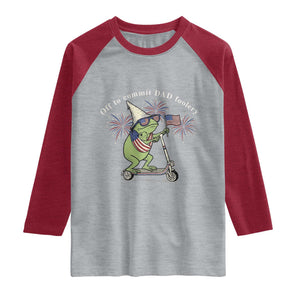 New Dad Frog 4th of July Raglan Shirt Off to Commit Dad Foolery TS14 Heather Gray Heather Red Print Your Wear