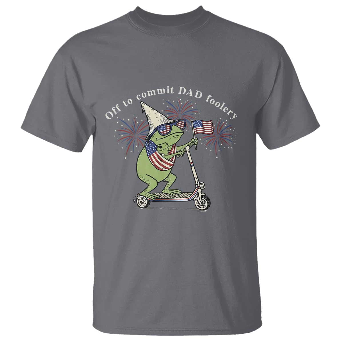 New Dad Frog 4th of July T Shirt Off to Commit Dad Foolery TS14 Charcoal Print Your Wear