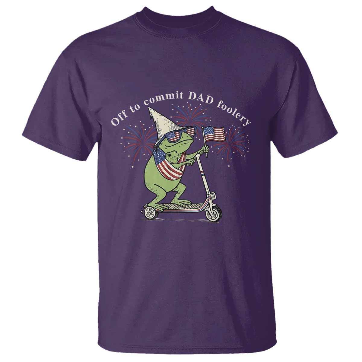 New Dad Frog 4th of July T Shirt Off to Commit Dad Foolery TS14 Purple Print Your Wear