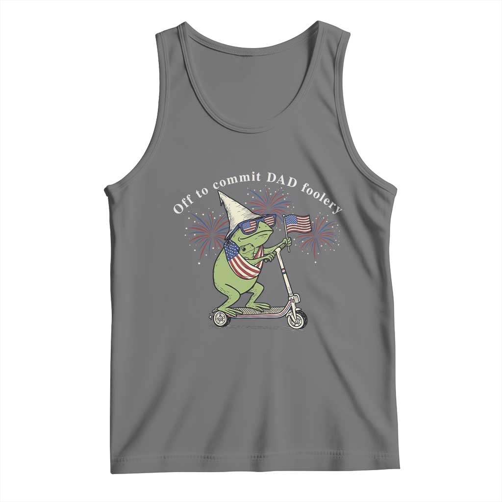 New Dad Frog 4th of July Tank Top Off to Commit Dad Foolery TS14 Black Heather Print Your Wear