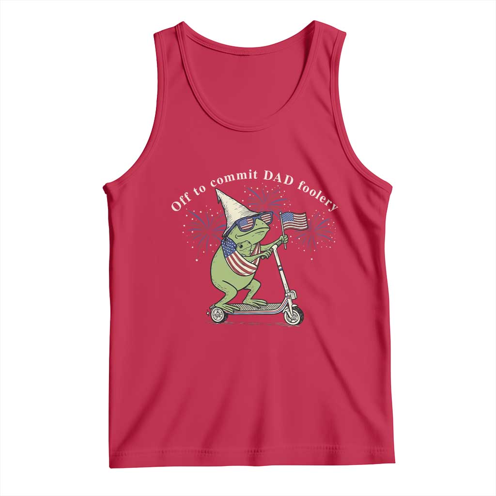 New Dad Frog 4th of July Tank Top Off to Commit Dad Foolery TS14 Red Print Your Wear