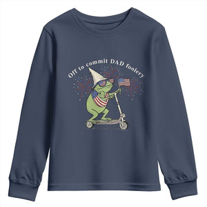 New Dad Frog 4th of July Youth Sweatshirt Off to Commit Dad Foolery TS14 Navy Print Your Wear