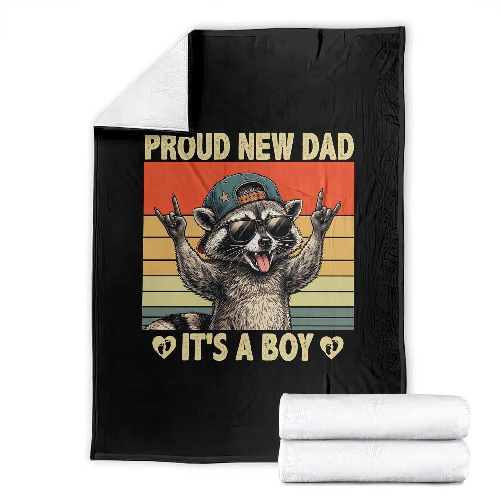 Proud New Dad It's A Boy Throw Blanket Funny Raccoon Humor Father's Day TS14 Black Print Your Wear