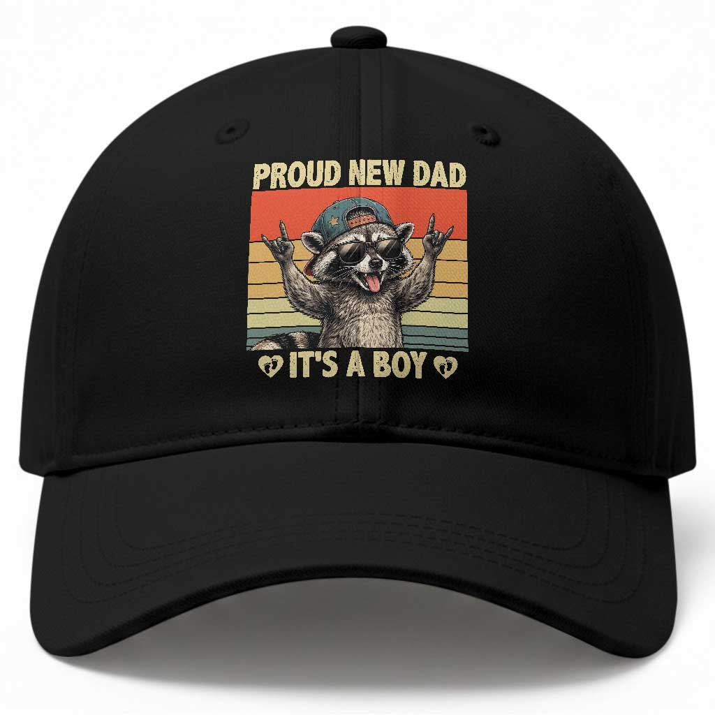 Proud New Dad It's A Boy Baseball Cap Funny Raccoon Humor Father's Day TS14 Print Your Wear