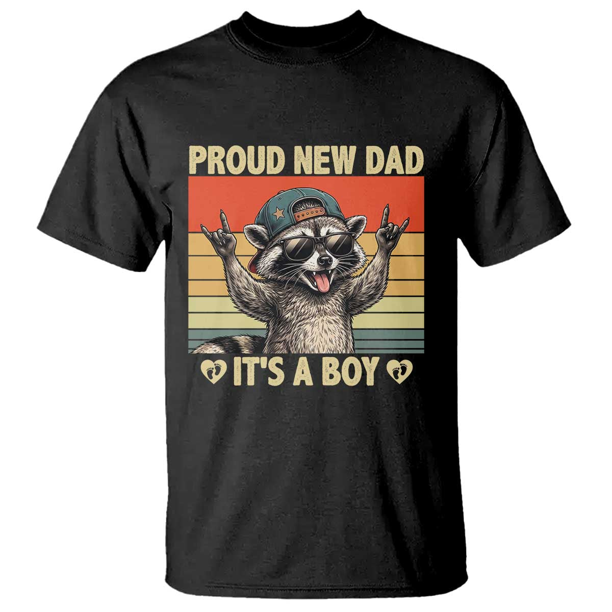Proud New Dad It's A Boy T Shirt Funny Raccoon Humor Father's Day TS14 Black Print Your Wear