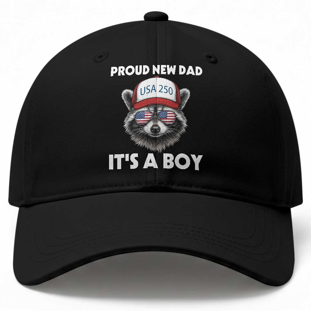 Proud New Dad It's A Boy Baseball Cap USA 250th Anniversary Raccoon Dad TS14 Print Your Wear