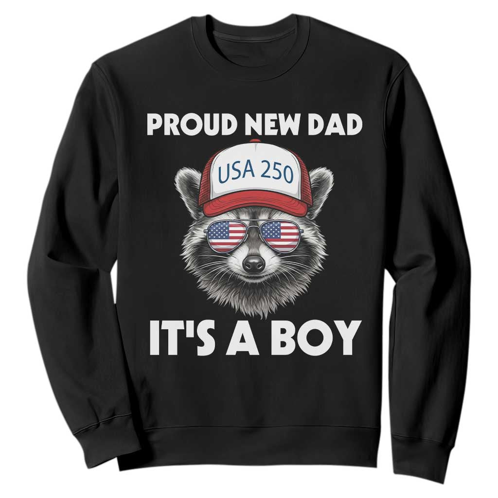 Proud New Dad It's A Boy Sweatshirt USA 250th Anniversary Raccoon Dad TS14 Black Print Your Wear