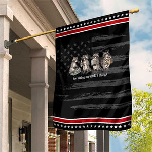 Funny Raccoon Dad Patriotic Garden Flag Just Doing My Daddy Things TS14 Distressed Black Red Print Your Wear