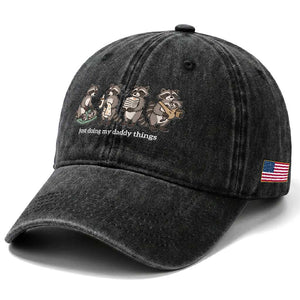 Funny Raccoon Dad Washed Cotton Baseball Cap Just Doing My Daddy Things TS14 Print Your Wear