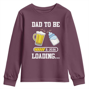 Dad to Be 2026 Youth Sweatshirt Funny Pregnancy Reveal TS14 Maroon Print Your Wear