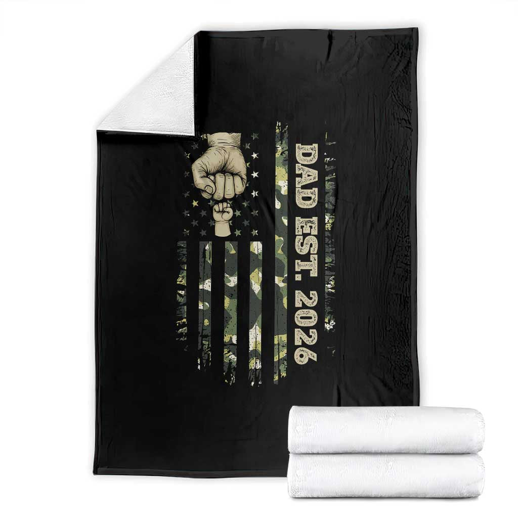 New Dad 2026 Throw Blanket Camo American Flag Military Dad Father's Day TS14 Black Print Your Wear