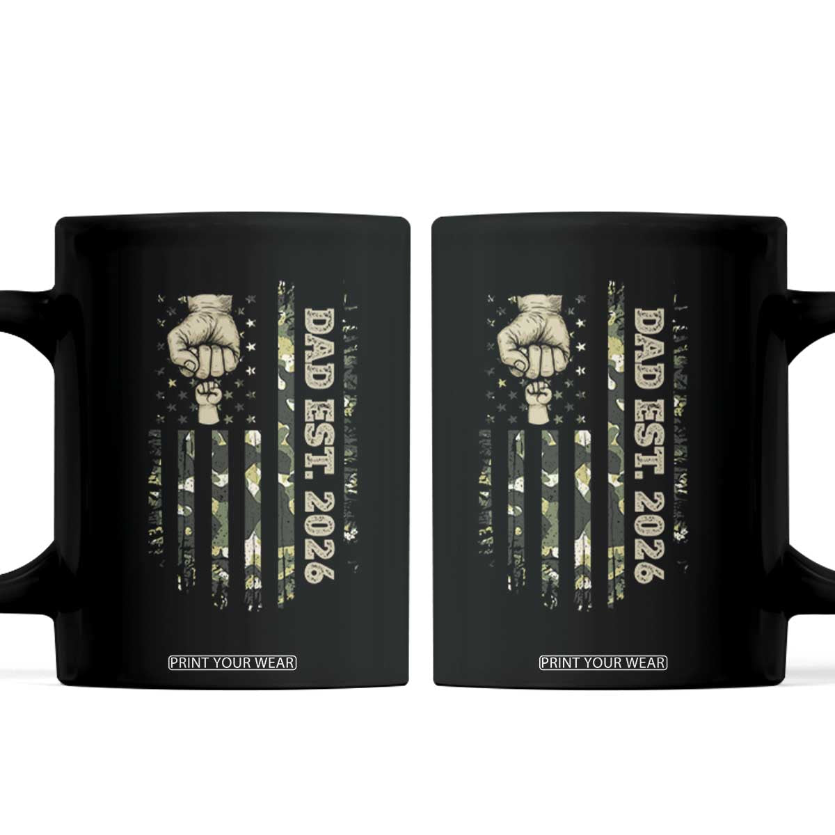 New Dad 2026 Coffee Mug Camo American Flag Military Dad Father's Day TS14 Black Print Your Wear